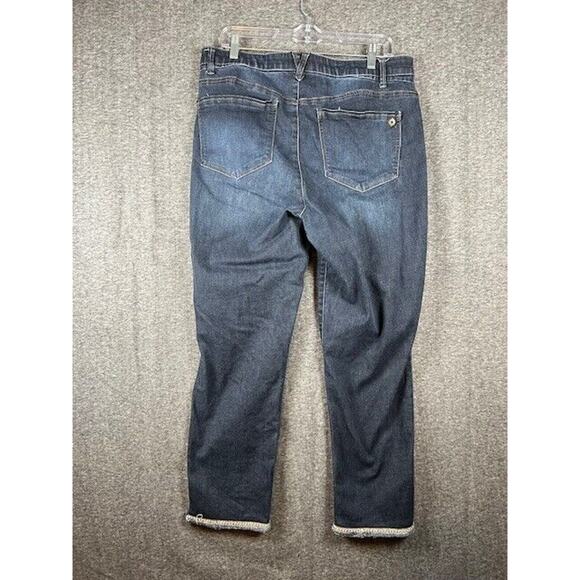 Democracy Jeans Womens 14 Ab Solution Straight Embellished Cuffs Dark Wash Blue - Picture 2 of 9